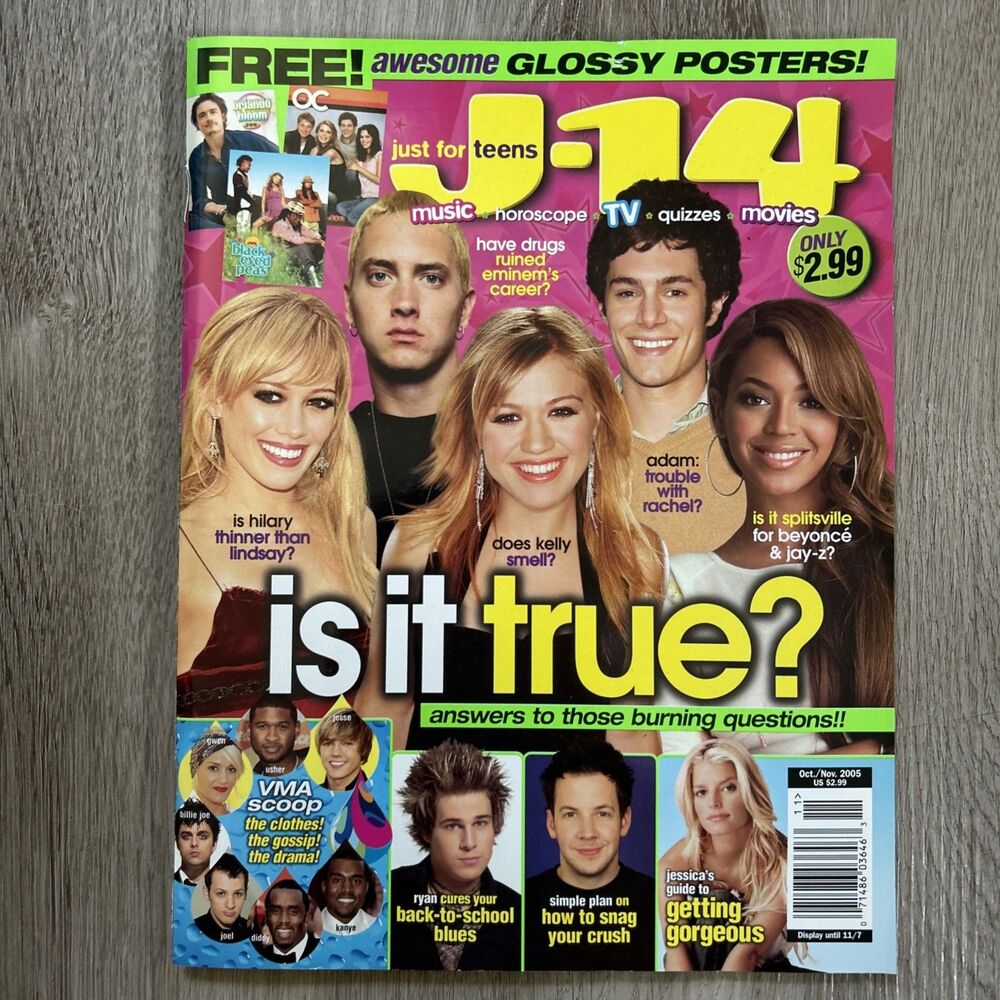 J-14 Magazine Oct Nov 2005 VTG Hilary Duff Eminem Beyonce Kelly Clarkson Simpson